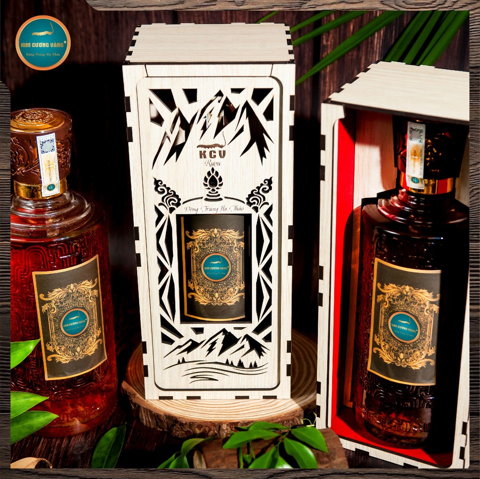 Rượu đông trùng hạ thảo thượng hạng Kim Cương Vàng