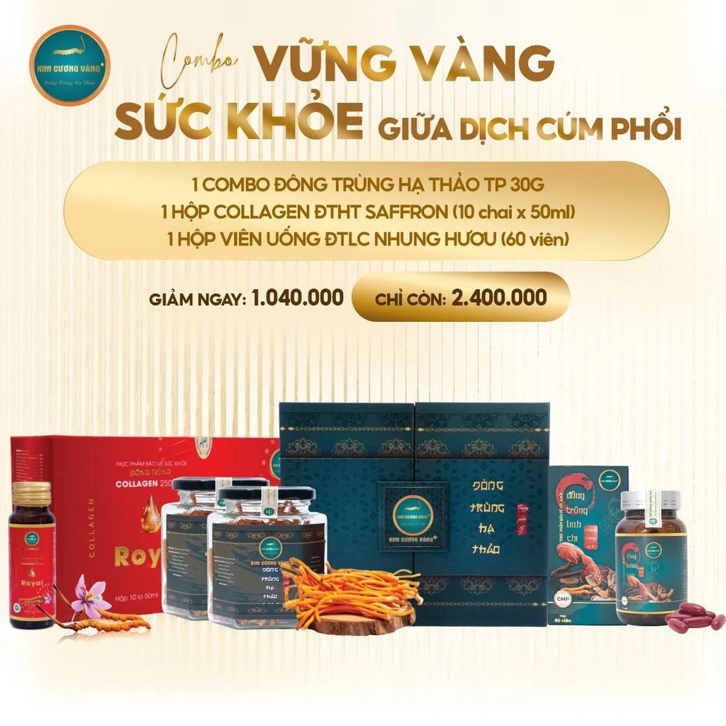 Combo đông trùng hạ thảo Kim Cương Vàng